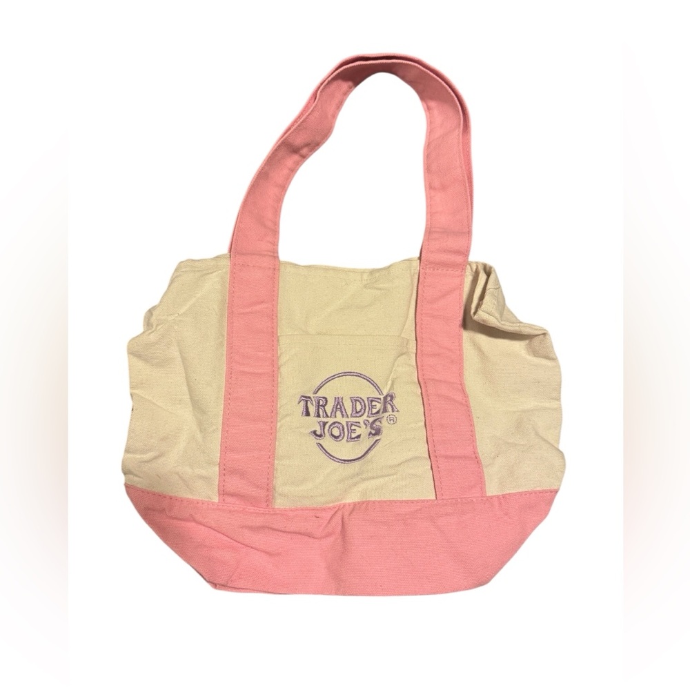 Trader Joe's Mini Pastel Canvas Tote Bag Pink  Limited Edition Spring 2025 - Picture 2 of 7